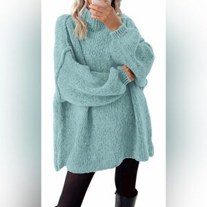 🆕Long Sleeve Mock Neck Cable Knit Oversized Sweater